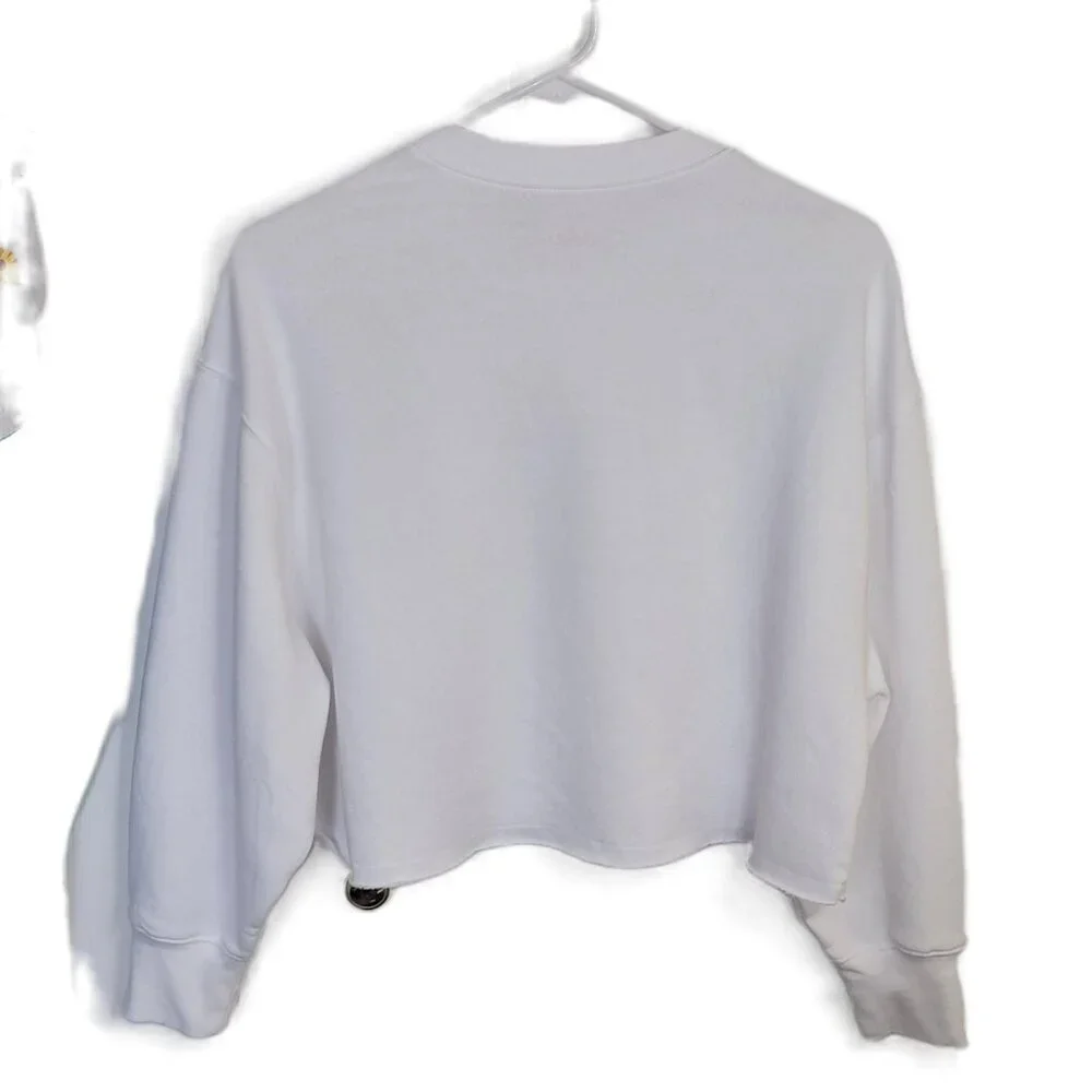 Justice Girls Cropped Sweatshirt Size M (10) Graphic Raw Hem Long Sleeve
